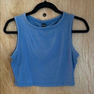 SHEIN Blue Fitted Sleeveless Crop Tank Top